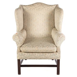 George III Chippendale Style Uph. Wing Chair