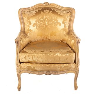 Louis XV Style Painted & Uph Arm Chair