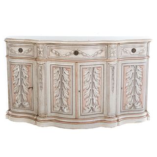 French Style Painted Wood Marble Top Buffet