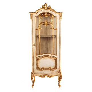 Louis XV Style Painted Wood Curio Cabinet