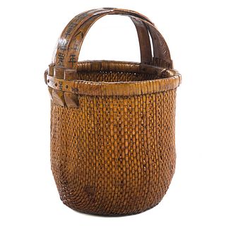 Chinese Woven Bamboo Fisherman's Basket