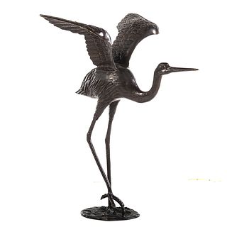 Bronze Crane Figure