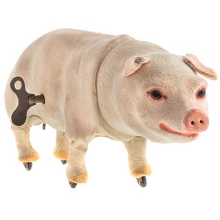 Windup Leather Grunting Pig Toy