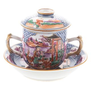 Chinese Export Mandarin Palette Covered Cup
