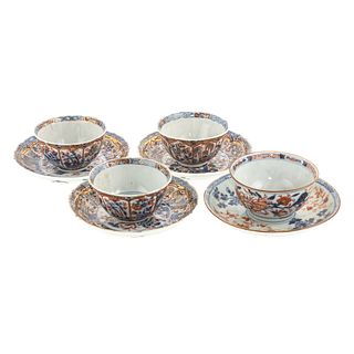 Four Chinese Export Imari Cups & Saucers