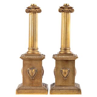 Pair Regency Classical Style Bronze Lamp Bases