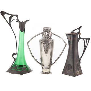 Three Art Deco & Nouveau Metalware Objects