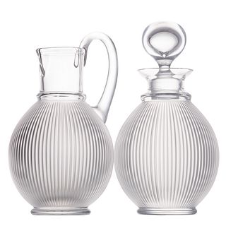 Lalique Crystal Langeais Decanter & Pitcher