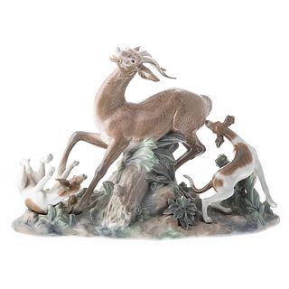 Lladro Porcelain Figural Group, Fierce Pursuit