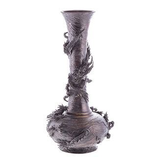 Japanese Bronze Long Neck Vase