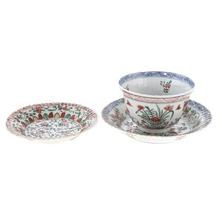 Chinese Export Famille Verte & Blue Cup & Saucer