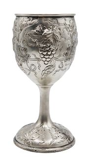 Important American Repousse Sterling Silver Goblet