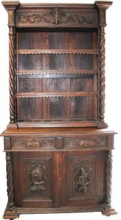 Antique Large Hand Carved Wooden Cabinet