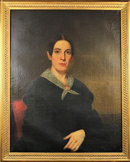 19th C Oil on Canvas, Portrait of a Lady