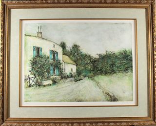 Color Lithograph of Country Home