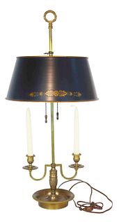 French Bouillotte Lamp w Black Tole Shade