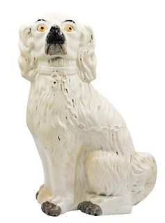 Antique Staffordshire Glazed Porcelain Dog