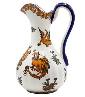 French Hand Painted Porcelain Pitcher