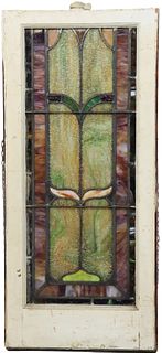 Stained Glass Window in Wooden Frame