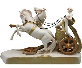 Royal Dux Porcelain Chariot Grouping