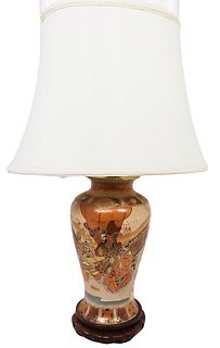 Japanese Satsuma Style Vase Mounted Lamp