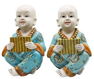 Pair of Buddhist Children Figures