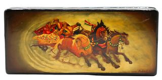 Russian Lacquerware Hand Painted Box, Signed