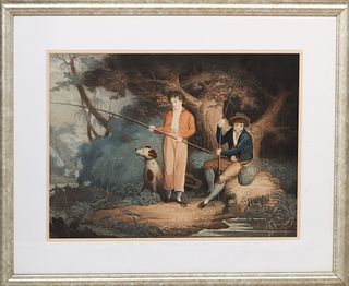 Colored Print of Young Boys Fishing