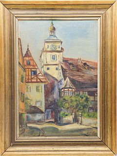 Signed Oil on Canvas, Clock Tower