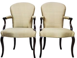 Pair of Silk Champagne Upholster Chairs