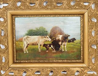 19th C Pastoral Oil on Board Painting, Signed