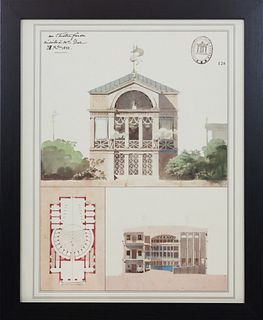 Stamped  French Architectural Print