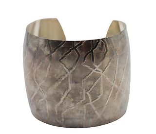 American Indian Silver Cuff Bracelet w/ Design