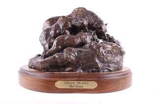 Three Bears Bronze Sculpture by Bob Scriver RARE