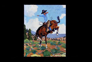 Original Wyoming Cowboy Oil by Tom Waugh 1977