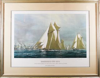 1870 America's Cup Race, Large Signed Lithograph