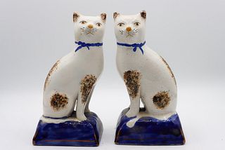 Large Pair 19th C. Staffordshire Cats