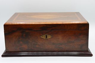 Antique Burlwood Box w/ Inlaid Top