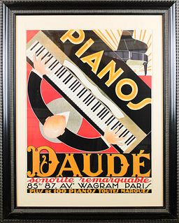 Art Deco French Poster "Pianos Daude"