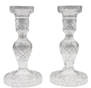 Pair of Cut Glass Candleholders