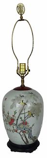 Chinese Porcelain Jar Mounted as Lamp