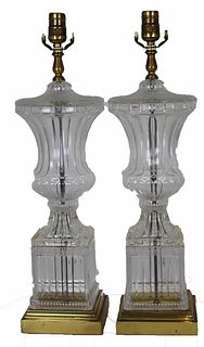 Pair of Stand Lamps, Colorless Glass