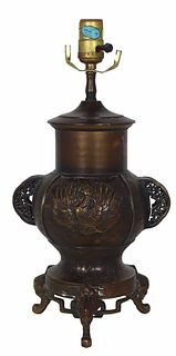 Copper Chinese Footed Lamp