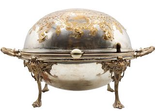 John Round & Son Silver Plated Rolling Dome Buffet