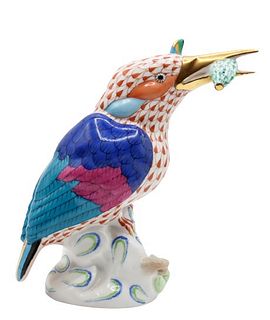 Herend Hungary Porcelain Kingfisher Figurine