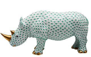 Herend Hungary Porcelain Rhino Figurine