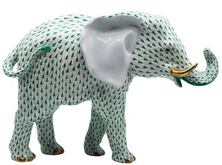 Large Herend Hungary Porcelain Elephant Figurine