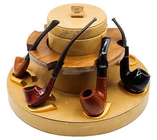 Gucci Italian Pipe Stand w/ (4) Pipes and Cleaner