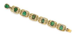 * An Art Nouveau Emerald and Diamond Bracelet, 37.50 dwts.