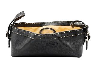 Fendi Italian Selleria Black Leather Handbag